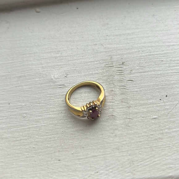 Vintage cocktail ring garnet and crystals size 5 - Picture 3 of 4
